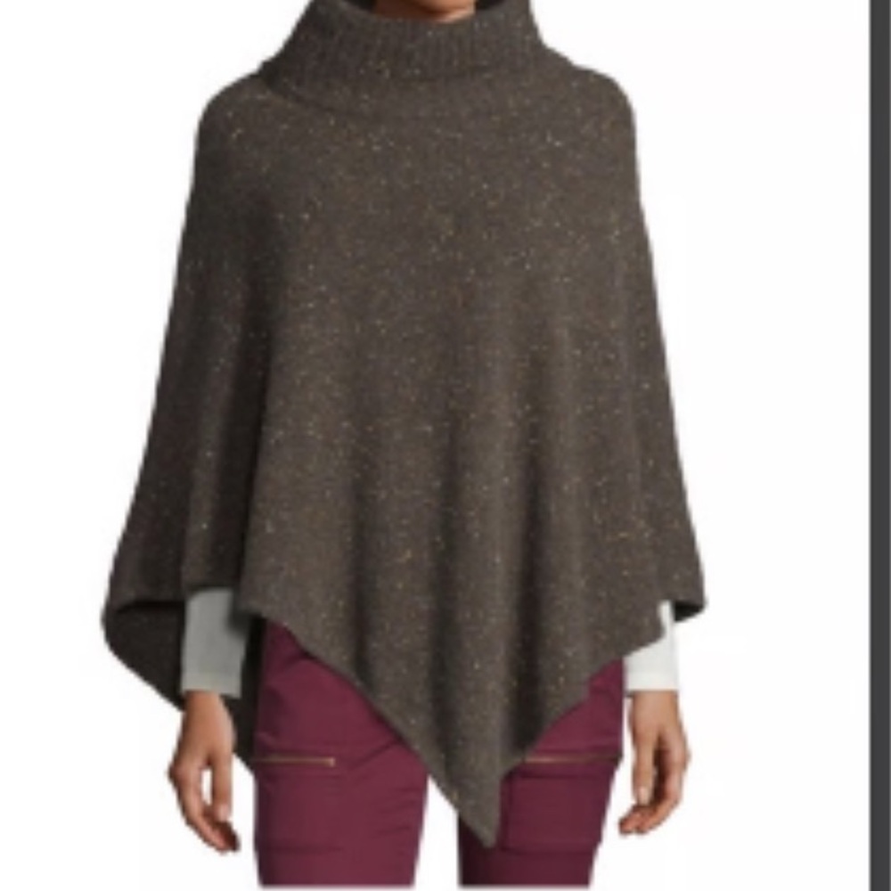 Joie speckled brown 100% cashmere poncho
